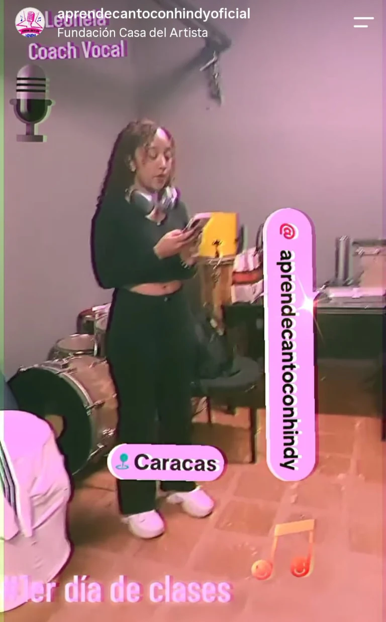 Actividad artística de Aprende Canto con Hindy en Caracas