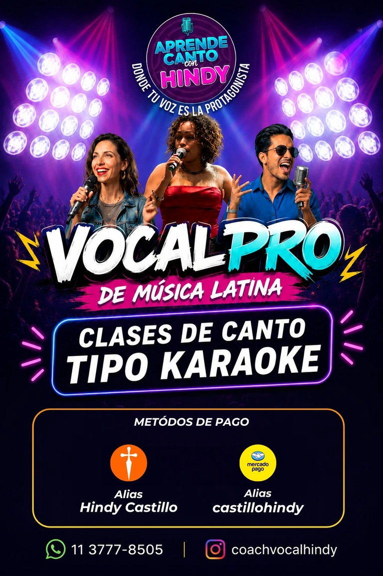 Pieza promocional Vocal Pro de Música Latina, clases de canto tipo karaoke